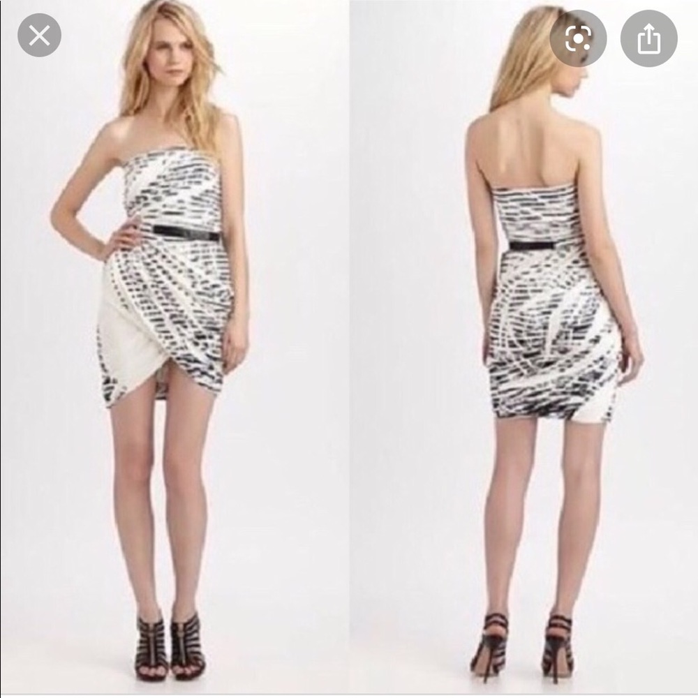 ELIZABETH & JAMES STRAPLESS DRESS WITH LEATHER BELT - Picture 2 of 8